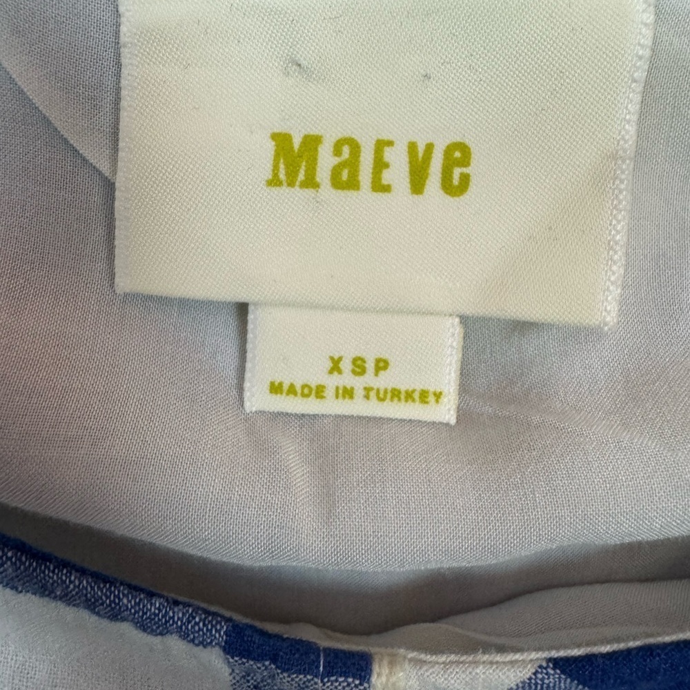 Maeve Blue and White Asymmetrical Wrap Sundress Size XSP. A14 - Picture 14 of 16